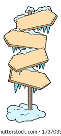 Frozen wood sign - vector illustration.