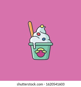 Símbolo de ilustración vectorial de color de la taza de yogur congelado para el Día del Yogur Congelado el 6 de febrero. Símbolo de refrigerio y postre