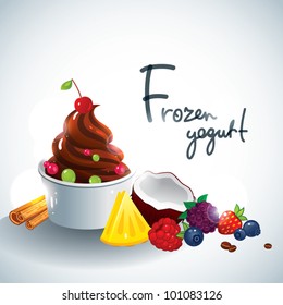 Frozen yogurt with fruit topping