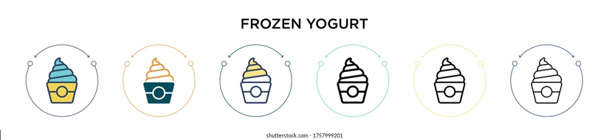 Frozen yogurt icon in filled, thin line, outline and stroke style. Vector illustration of two colored and black frozen yogurt vector icons designs can be used for mobile, ui, web