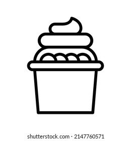 Frozen Yogurt Icon. Line Art Style Design Isolated On White Background