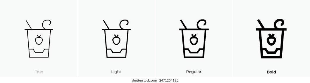 Icon Frozen Yogurt. Dünnes, leichtes Regular- und Bold-Design isoliert auf weißem Hintergrund