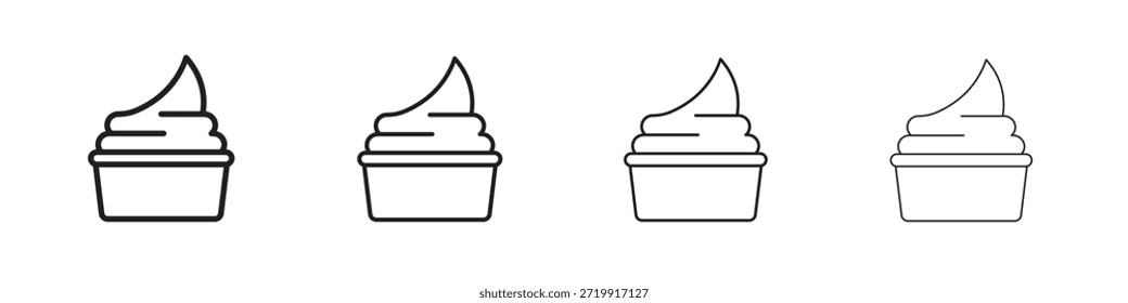 Iconos de yogur congelados, conjunto de iconos lineales. Iconos lineales negros de la palma