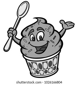 Frozen Yogurt Illustration - A vector cartoon illustration of a Frozen Yogurt mascot.