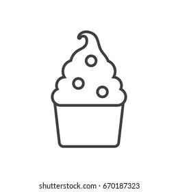 Frozen yogurt line icon. Ice cream in cup.