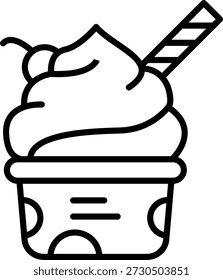 Frozen Jogurt Linie Vektor Symbol Design