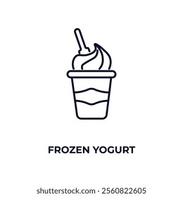 frozen yogurt outline icon. Linear vector from hotel concept. Thin line frozen yogurt icon isolated on white background