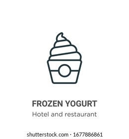 Icono vectorial de contorno de yogur congelado. Icono de yogur congelado en línea delgada, vector plano ilustración de elemento simple del concepto editable hotel y restaurante golpe aislado en fondo blanco