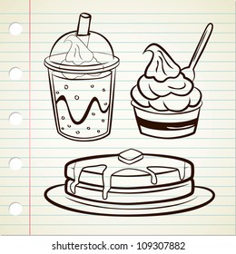 frozen yogurt pancake and soft drink