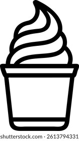 Frozen Yogurt Swirl in Cup Flat Vector Icon Simple Silhouette Illustration Design