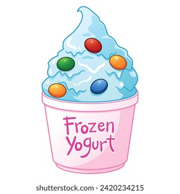 Frozen Yogurt Vector Cartoon Illustration