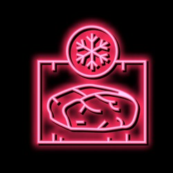 Frozing Meat Neon Light Sign Vector. Frozing Meat Illustration