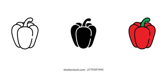 Frsh r bll pppr vgabl icon st. Healthy organic foo, ricip ingrin, an culinary cooking symbol. Vector Illustration