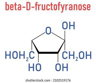 Fructose Or D-fructose Fruit Sugar Molecule. Component Of High-fructose Corn Syrup - HFCS. Skeletal Formula.