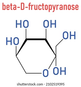 Fructose Or D-fructose Fruit Sugar Molecule. Component Of High-fructose Corn Syrup - HFCS. Skeletal Formula.