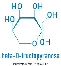 Fructose Or D-fructose Fruit Sugar Molecule. Component Of High-fructose Corn Syrup - HFCS. Skeletal Formula.