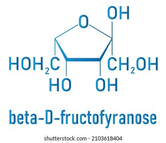 Fructose Or D-fructose Fruit Sugar Molecule. Component Of High-fructose Corn Syrup - HFCS. Skeletal Formula.