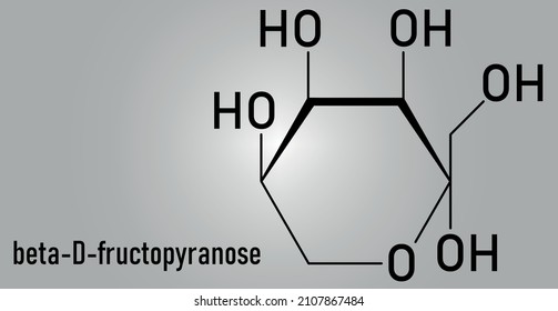 Fructose Or D-fructose Fruit Sugar Molecule. Component Of High-fructose Corn Syrup - HFCS. Skeletal Formula.