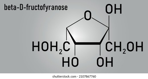 Fructose Or D-fructose Fruit Sugar Molecule. Component Of High-fructose Corn Syrup - HFCS. Skeletal Formula.