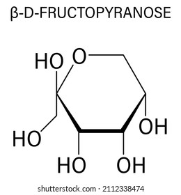 Fructose Or D-fructose Fruit Sugar Molecule. Component Of High-fructose Corn Syrup - HFCS. Skeletal Formula.