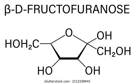 Fructose Or D-fructose Fruit Sugar Molecule. Component Of High-fructose Corn Syrup - HFCS. Skeletal Formula.