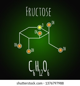 Fructose Fruit Sugar Molecule. Component Of High-fructose Corn Syrup HFCS . Skeletal Formula.