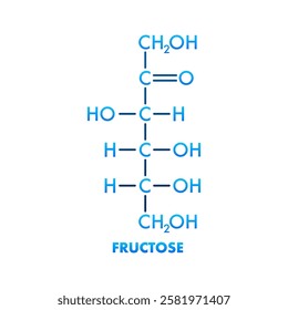 Fructose Molecular Formula Representing Chemical Structure of Simple Sugar
