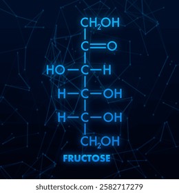 Fructose Molecular Structure with Plexus Effect Representing Chemical Formula