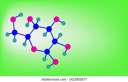 Fructose molecule structure, copy space, science technology background.