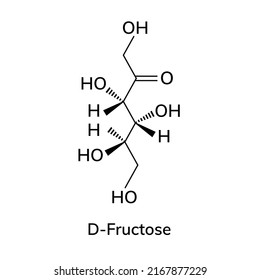 fructose structural chemical formula on wite background