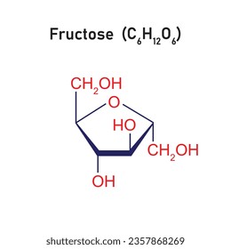 Fructose Sugar Molecule Concept Design. Vector Illustration.