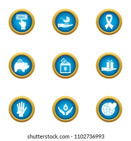 Frugal icons set. Flat set of 9 frugal vector icons for web isolated on white background