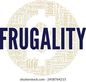 Frugality word cloud conceptual design isolated on white background.
