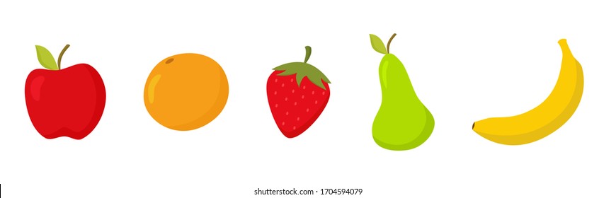 Frui vector for education about fruits: Apple Orange strawberry pear banana