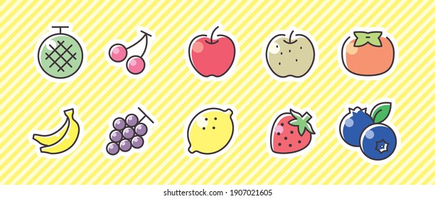 fruit 10 icon set. vector illustration. 