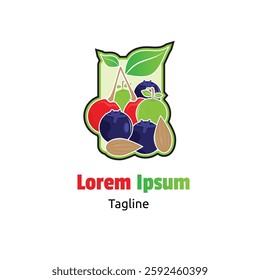 Fruit abstract logo vector illustration for fruit, juice, farm, farming related brands or services with dummy text on white background.