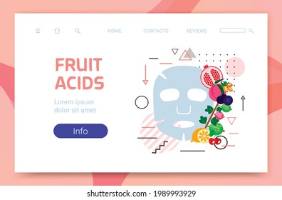 fruit acids fresh face mask facial treatment skincare concept horizontal copy space