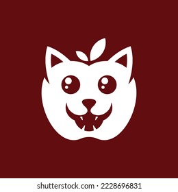 Fruit Apple Cat Logo Design