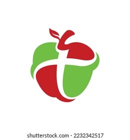 Fruit Apple Cross Church Logo Design