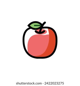 Fruit apple cute icon vector art illustration