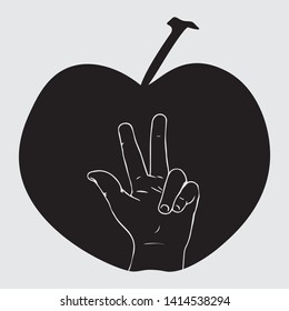 fruit apple with finger symbol