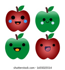 Fruit apple happy smiling icon vector illustration on white background