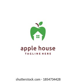 Fruit Apple House Combination Logo Design Vector Icon