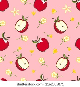 ilustración de manzana frutal cartoon vector patrón sin fisuras. 