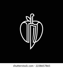 Diseño del logotipo de Apple Knife para frutas