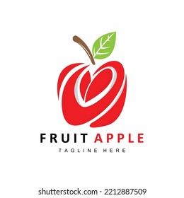 Fruit Apple Logo Design, Red Fruit Vector, With Abstract Style, Product Brand Label Illustration