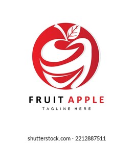 Fruit Apple Logo Design, Red Fruit Vector, With Abstract Style, Product Brand Label Illustration
