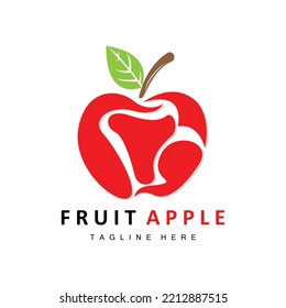 Diseño De Logotipo De Manzana De Frutas, Vector De Frutas Rojas, Con Estilo Abstracto, Ilustración De Etiquetas De Productos