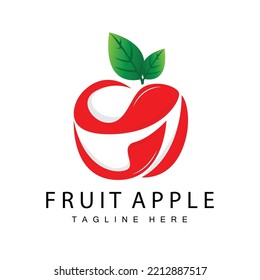 Fruit Apple Logo Design, Red Fruit Vector, With Abstract Style, Product Brand Label Illustration