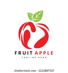 Fruit Apple Logo Design, Red Fruit Vector, With Abstract Style, Product Brand Label Illustration